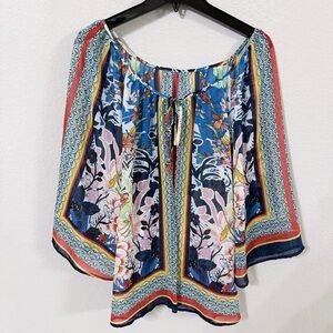 Floral Border Print Kimono Top
